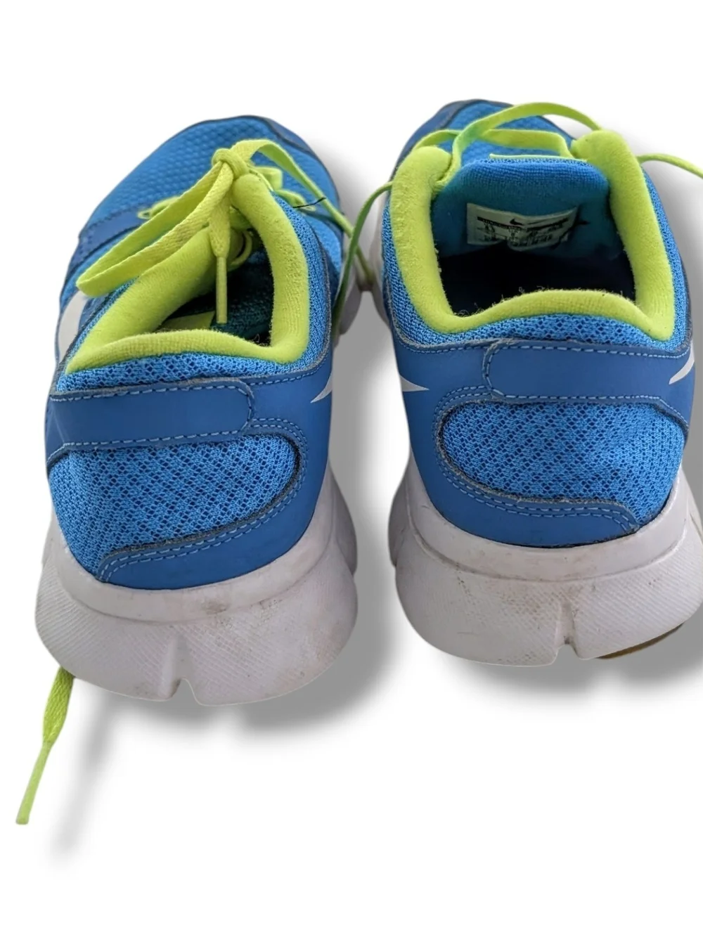 Nike Flex Experience Rn Blue Sneakers with Neon Green Accents, Size 8.5